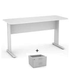 Mesa Escritório 1,200,60m – c/ Gavetas – incoflex – cinza/cinza – 43084