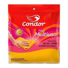 Pano Multiuso Alta Absorção Viscose Condor C/2 Panos, Amarelo