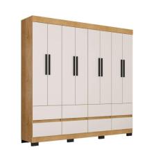 Guarda Roupa Esmeralda 8 Portas 8 Gavetas Sem Espelho Araplac, Freijó/