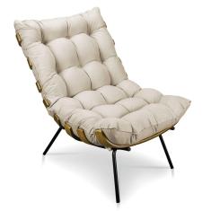 Poltrona Costela Suede Drossi Bege