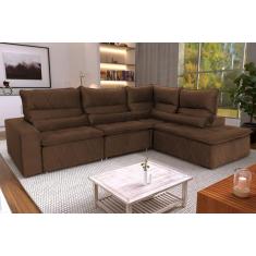 Sofá De Canto Amsterdam Marrom c Molas Retrátil Reclinável King House