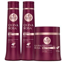 Kit Haskell Quina Rosa Tratamento Brilho e Maciez (3 Produtos)