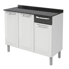 Balcão De Cozinha Itatiaia Rose 3 Portas E 1 Gaveta Preto