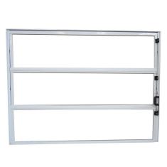 Basculante Alumínio 3 Folhas MGM Soft 80cmx80cm Requadro 2,5cm Vidro Mini Boreal Branco