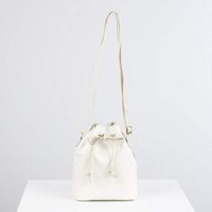 Mini bolsa saco em couro croco Nathy - Marfim
