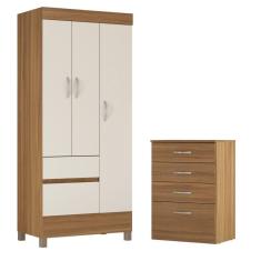 Conjunto Quarto Guarda Roupa E Comoda Fabi Amendola Off-white