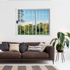 Janela Vitrô de Alumínio 2 Folhas 100 x 80cm Modular Com Grade Esquadrias Bergame Branco