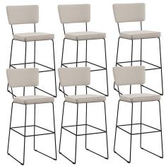 Kit 06 Banquetas Alta Para Cozinha Allana L02 Cru