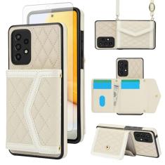 Asuwish Capa de celular para Samsung Galaxy A52/A52S 5G carteira celular com protetor de tela de vidro temperado bloqueio RFID suporte de cartão de crédito alça transversal A 52 S 4G G5 52A S52 52S