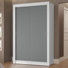 Guarda-roupa Solteiro 2 Portas Correr 2 Gavetas Branco/cinza