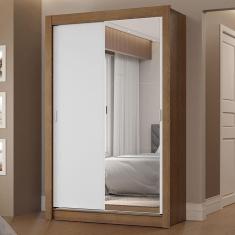 Guarda-roupa Solteiro 2 Portas Correr 2 Gav Rústico/Branco