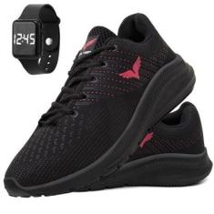 Tênis Feminino Caminhada Academia Ultra Leve e Relogio-Feminino