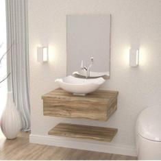 Bancada para Banheiro Cuba Abaulada L42 com Prateleira 605w Metrópole 