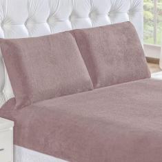 Lençol de Cama Queen Rosê 3 Peças Liso com Elástico 1,98m x 1,58m x 30