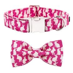 Coleira para cães Maca Bates com laço - Linda coleira para cachorro, gravata borboleta removível para cães, coleira borboleta ajustável para cães pequenos, médios e grandes, presente feminino ou masculino