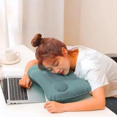 Travesseiro Almofada De Viagem Inflável E Portátil - Cinza