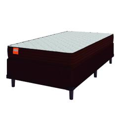Cama Box Solteiro Colchão Molas Ensacadas Qatar 88x188x60cm Marrom / Branco-Suporta até 200Kg por Pessoa