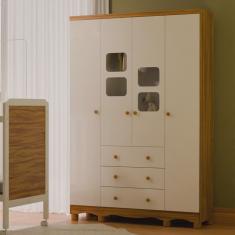 Guarda-roupa Infantil 4 Portas com Janelas e 3 Gavetas 100% Mdf Mimo Espresso Móveis