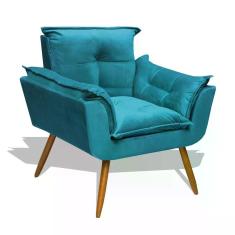 Poltrona Decorativa Opala - Azul Turquesa Azul Turquesa