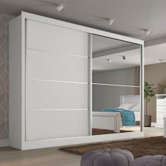 Guarda Roupa Casal Com Espelho 2 Portas 4 Gavetas Verona-branco Acetinado Made Marcs