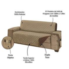 Protetor para Sofá de 4 Lugares Manu - MR, Kaqui/Tabaco