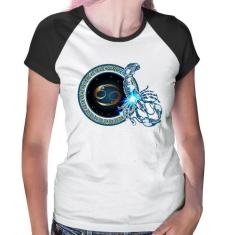 Baby Look Raglan Signo Câncer Astrologia - Foca na Moda, Branco, Preto