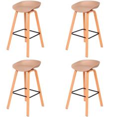 Kit 4 Banquetas Toledo Fratini 83 (altura) Revestimento Polipropileno Fendi Base Em Aço E Apoio De Pé Preto