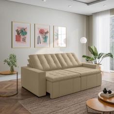 Sofá Cama Retrátil e Reclinável 3 Lugares 260cm em Veludo Palmeira Cab