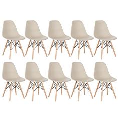 Loft7, KIT - 10 x cadeiras Charles Eames Eiffel DSW - Base de madeira clara - Nude