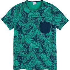 Camiseta Manga Curta Masculina Estampada Malwee Verde