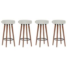 Kit 4 Banquetas Moderna Alta Roma Slim Bege Claro 70cm