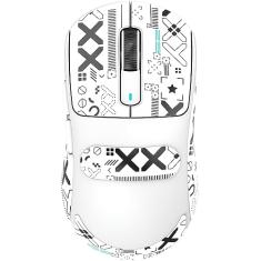 ATTACK SHARK X3 Mouse Gamer Sem Fio Ultraligeiro com Conexão Tri-Modo (2.4G/USB-C/Bluetooth), 26K DPI, Sensor Óptico PAW3395, Kailh GM8.0 Switch, 5 Botões Programáveis para PC/Win/Mac-Branco&Tape