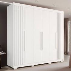 Guarda Roupa Casal Ripado com 6 Portas e 6 Gavetas Granada - Sallêto  - Branco
