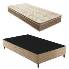 Box Solteiro Florença 42x88x188cm com Colchão Solteiro Unique Anatômico D28 25x88x188cm Rustico Bege