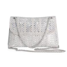 Bolsa feminina de strass luxuosa com diamantes brilhantes, combinando com vestido de noite, saia longa, festa, noite., Prata/ouro