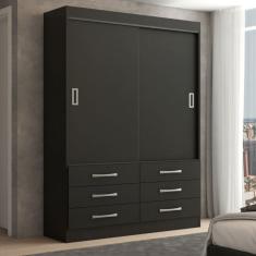 Guarda-Roupa Solteiro Ushuaia 2 Portas 6 Gavetas Preto - Panorama Móveis
