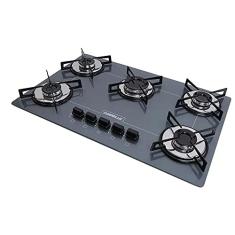 Cooktop 5 bocas Chamalux ultra chama Bivolt Trempe de Chapa Cinza