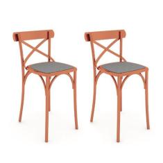 Kit 2 Banquetas Katrina em Aço Cobre - NEW GREEN, MARROM