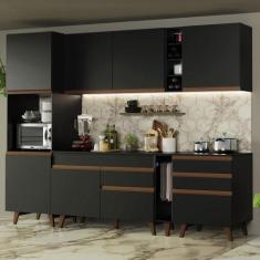Cozinha Completa Madesa Reims 260005 com Armário e Balcão - Preto, Pre