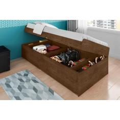 Cama solteiro com bau framar camila malbec mdf/mdp - FRAMAR MOVEIS