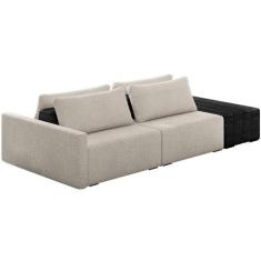 Sofá Ilha Modular Para Sala 252cm com Puff Dublin K01 Bouclê Creme e S