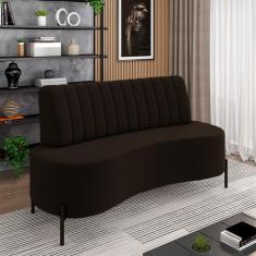 Sofá Living Decorativo 2 Lugares 1,60m Katara Pés De Ferro Veludo Marrom G33 - Gran Belo