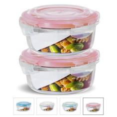 Kit Conjunto 2 Potes Vidro Hermético Tampa Plástico Marmita Mantimento