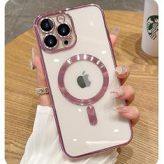 ZinLyuen Capa magnética transparente para iPhone 14 Pro Max compatível com MagSafe protetor de lente de câmera integrado macio à prova de choque capa de telefone fina para 14 Pro Max de 6,7 polegadas