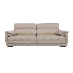 Sofá Retrátil e Reclinável de Couro Filipinas 2,20 m Manteiga Pigmentado - Mempra Design