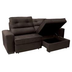 Sofá 3 Lugares Retrátil e Reclinável com Baú Lottus Suede Café