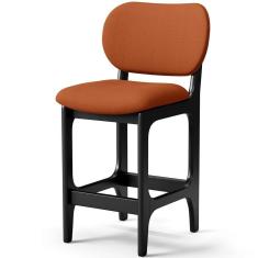 Banqueta Baixa Bar Cozinha E Sala De Jantar Fixa Betta L02 Preto Tecido Terracota