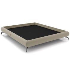Cama Casal King Pés De Ferro Estilo Industrial 210cm Otto P05 Veludo Bege