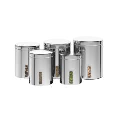 Conjunto 5 Potes Para Mantimentos Inox Com Visor Brinox
