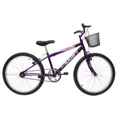Bicicleta Aro 24 Feminina Mono Sem Marcha Com Cesta Saidx Violeta